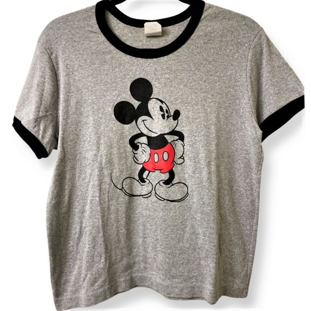 Vintage 1970s MICKEY MOUSE Ladies Grey DISNEY Tag Sz XXL T-Shirt